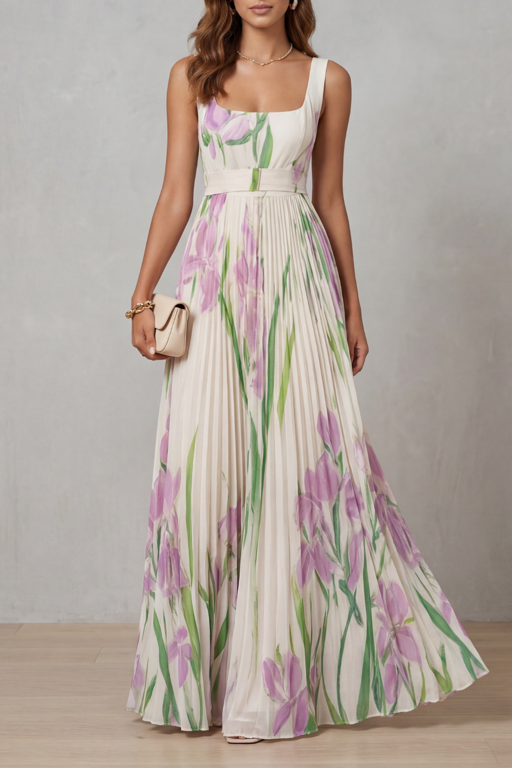 Floral Pleated Maxi Dress | OhLucy