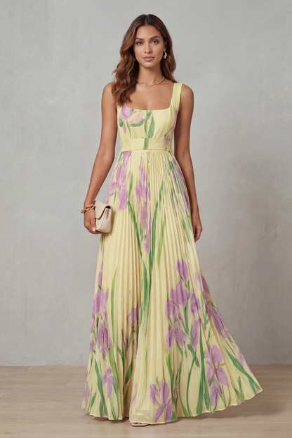 Floral Pleated Maxi Dress | OhLucy