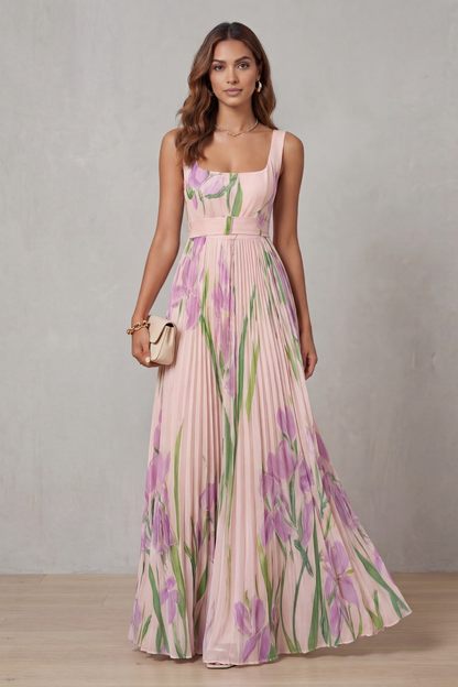 Floral Pleated Maxi Dress | OhLucy
