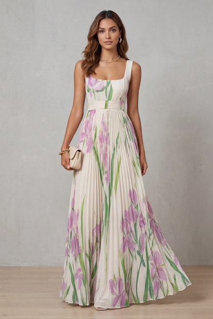 Floral Pleated Maxi Dress | OhLucy
