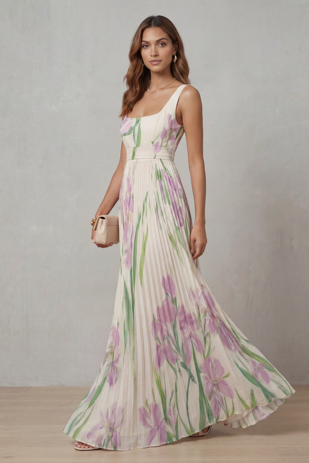 Floral Pleated Maxi Dress | OhLucy