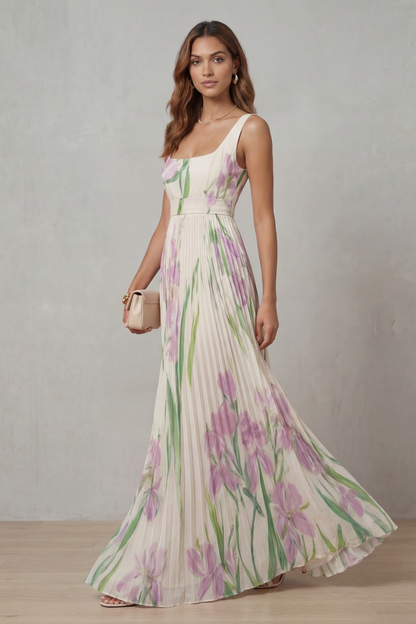 Floral Pleated Maxi Dress | OhLucy