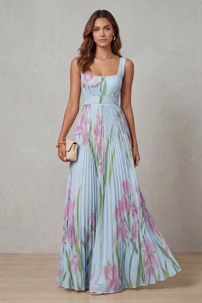Floral Pleated Maxi Dress | OhLucy