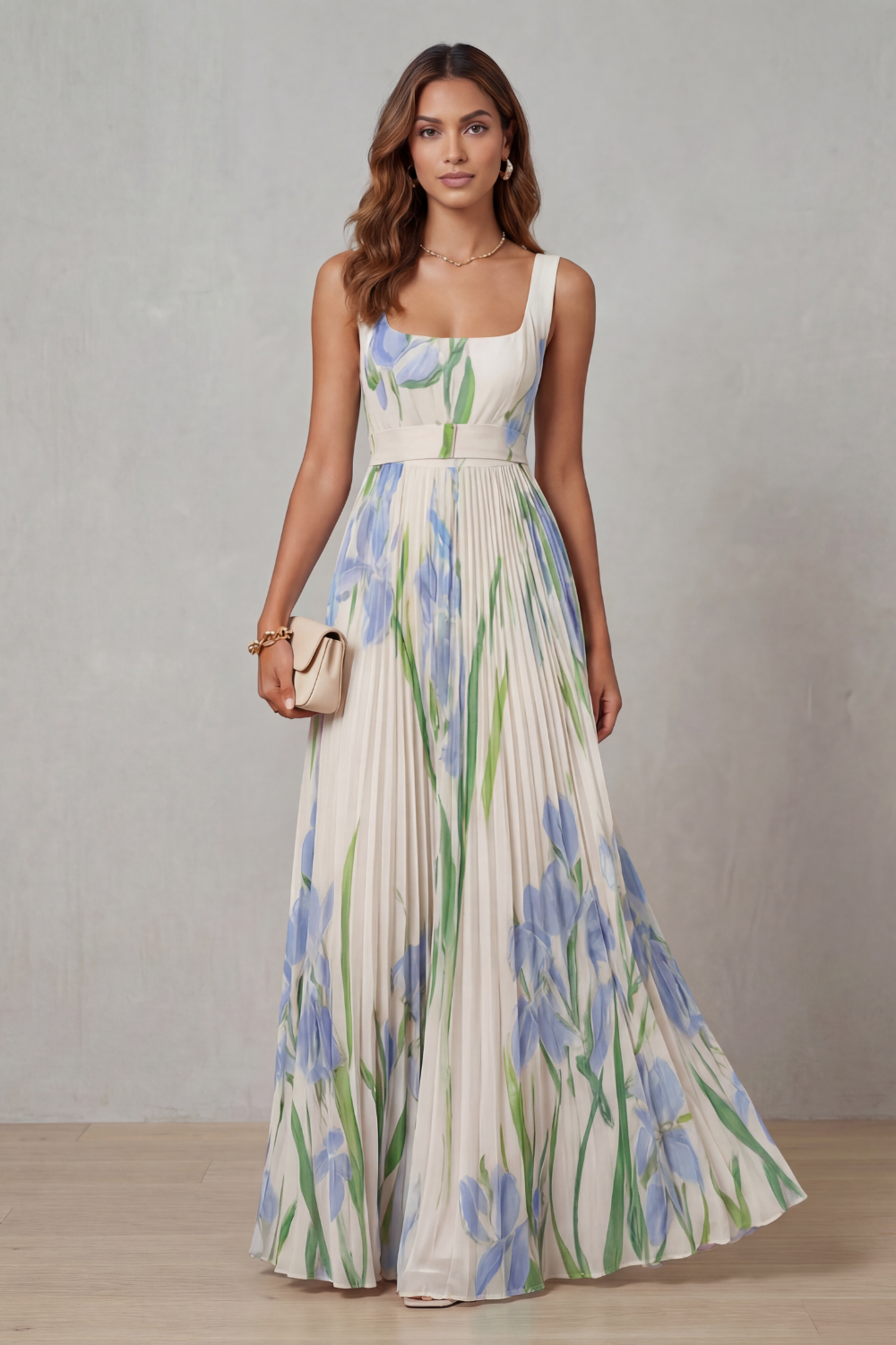 Floral Pleated Maxi Dress | OhLucy
