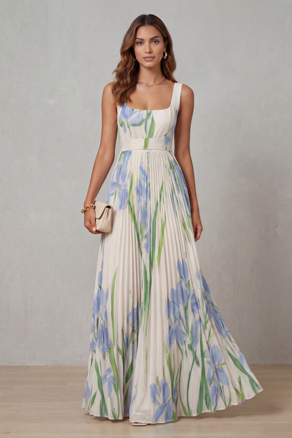 Floral Pleated Maxi Dress | OhLucy