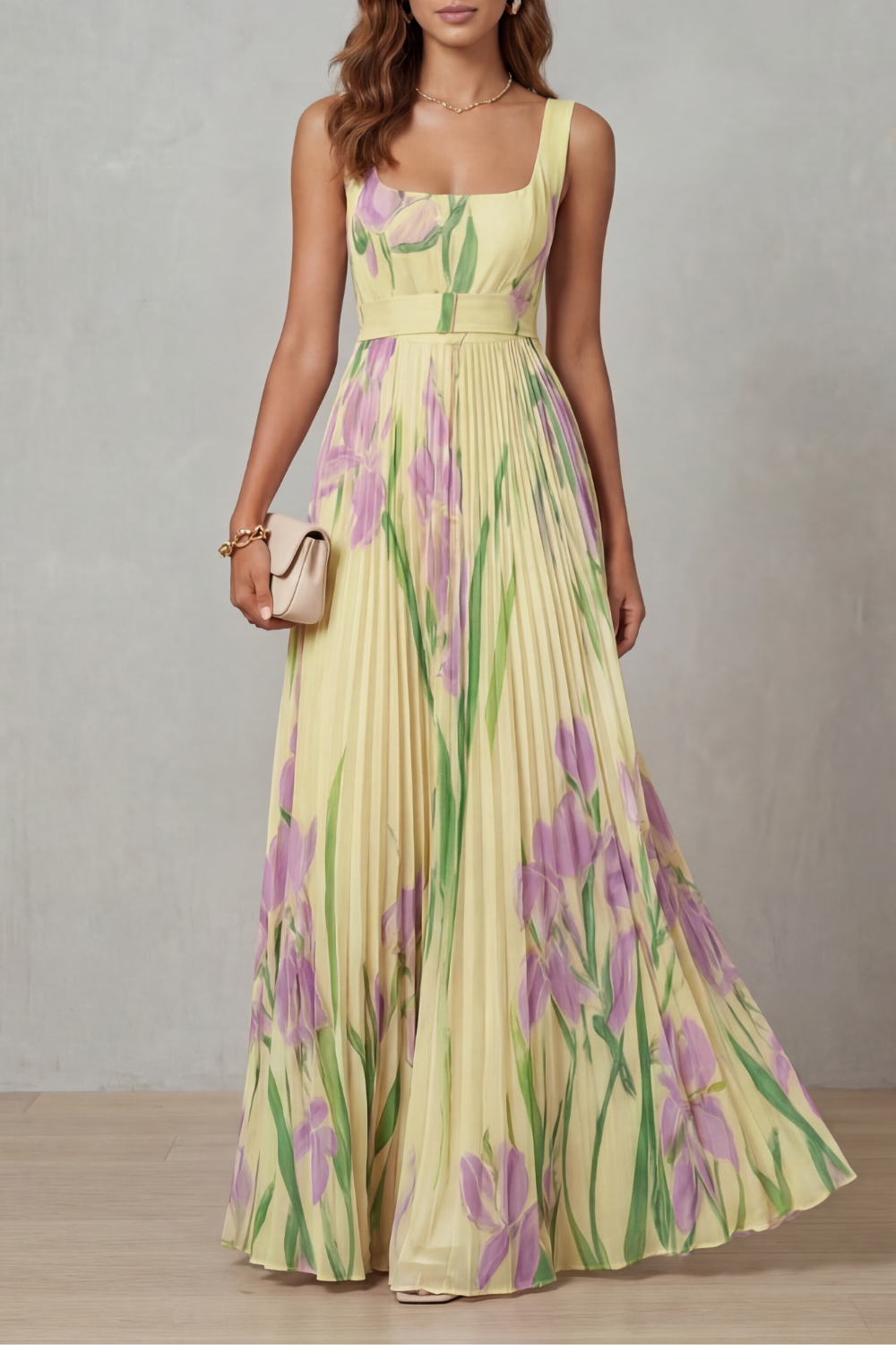 Floral Pleated Maxi Dress | OhLucy
