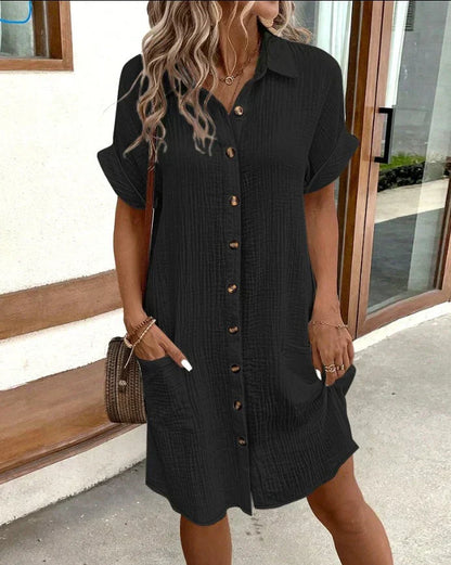 Casual Cotton V-Neck Dress | OhLucy