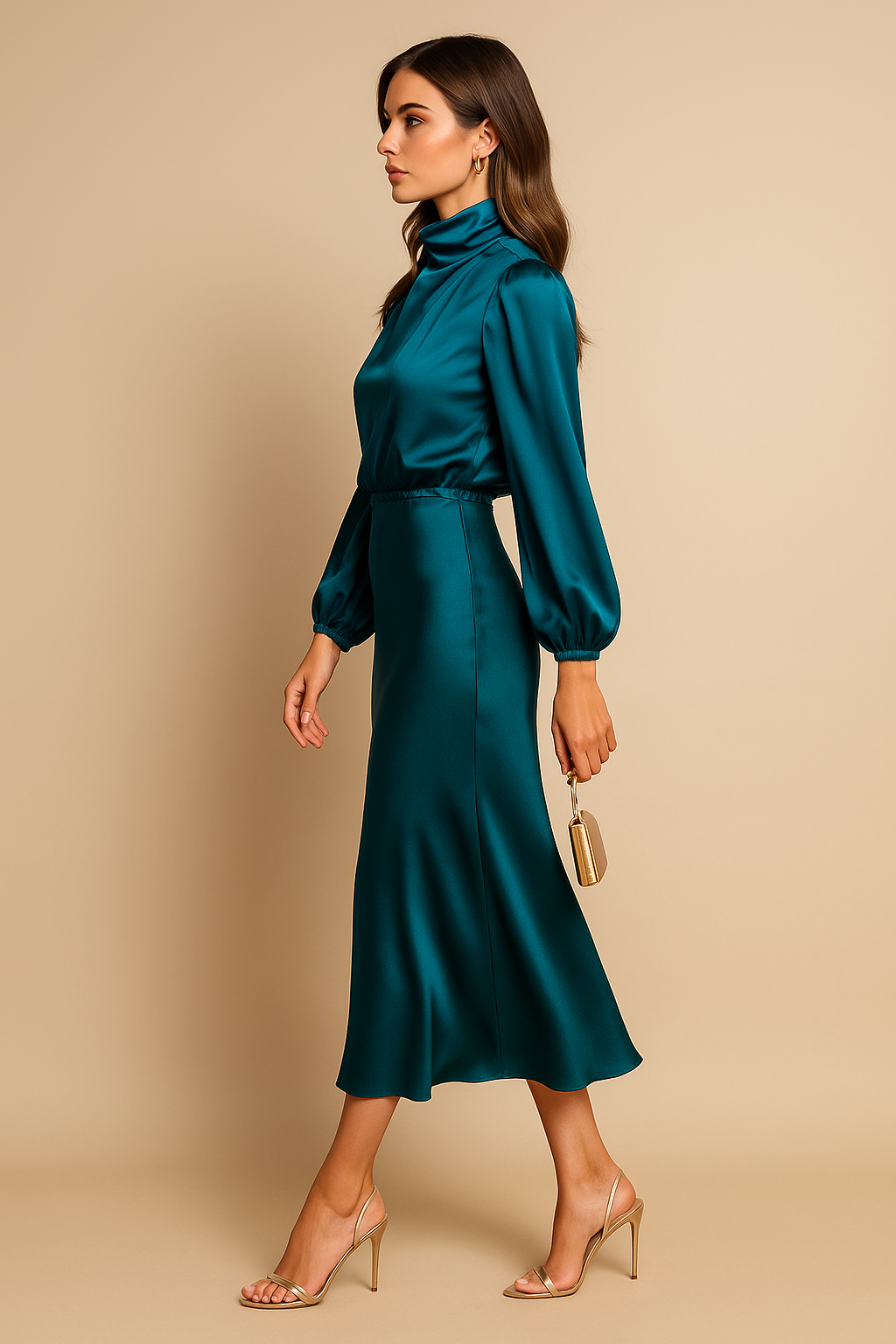 Women’s High Neck Midi Dress | OhLucy
