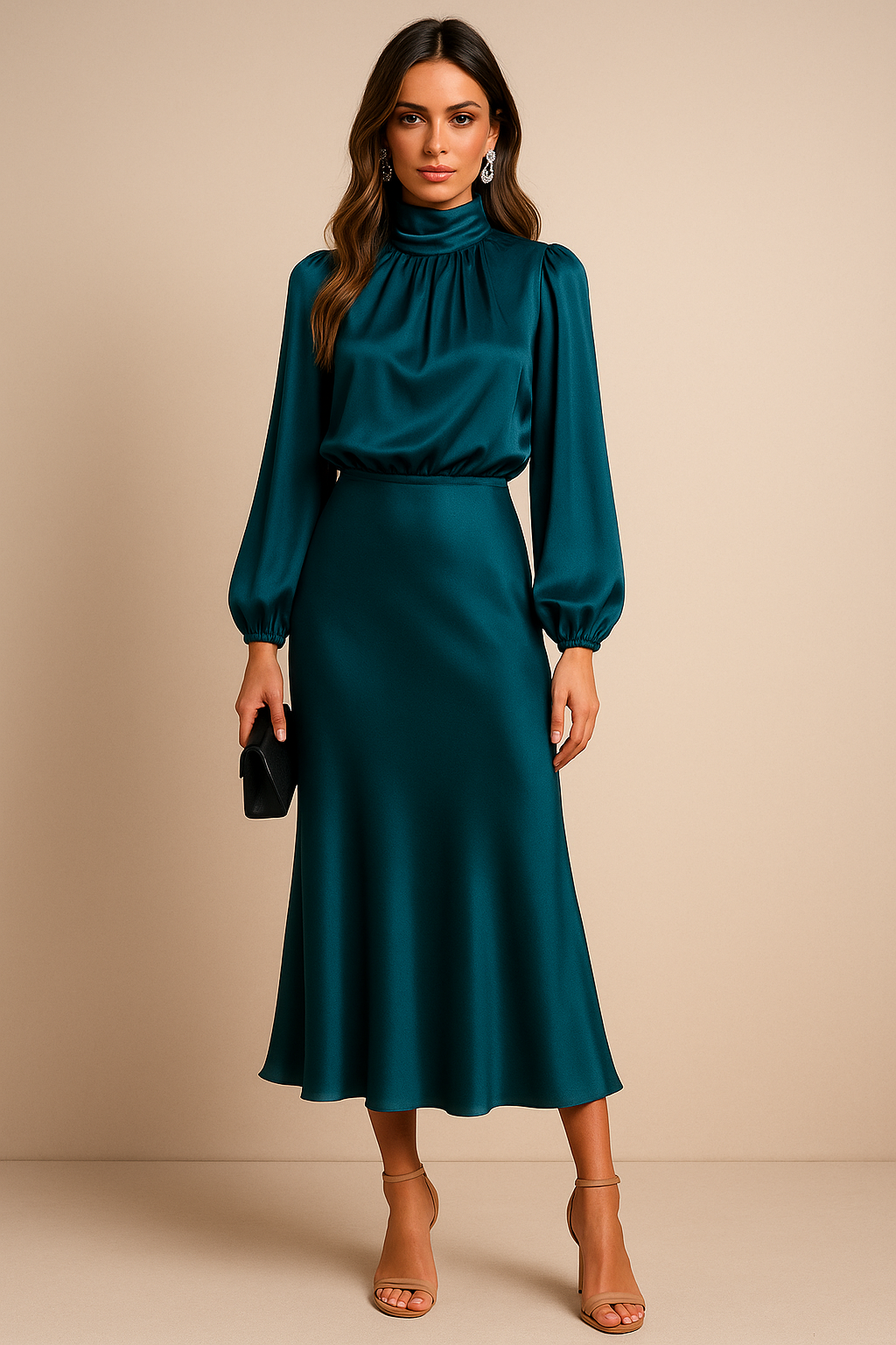 Women’s High Neck Midi Dress | OhLucy