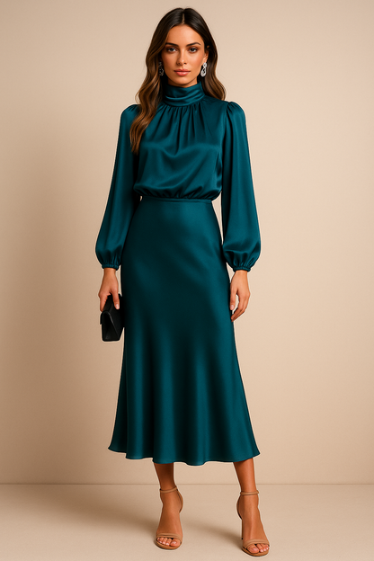 Women’s High Neck Midi Dress | OhLucy