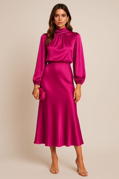 Women’s High Neck Midi Dress | OhLucy