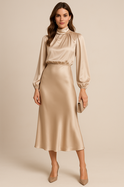 Women’s High Neck Midi Dress | OhLucy