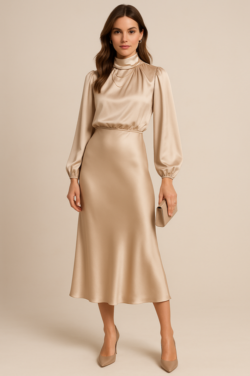 Women’s High Neck Midi Dress | OhLucy