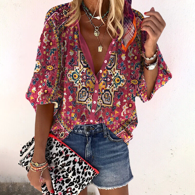 Woman's Floral V-Neck Blouse | OhLucy