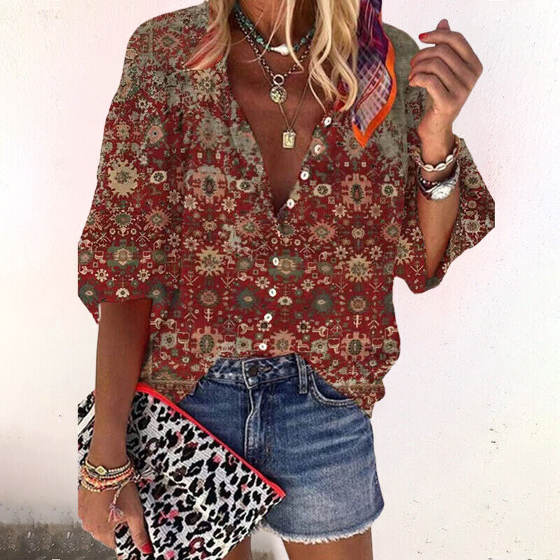 Woman's Floral V-Neck Blouse | OhLucy