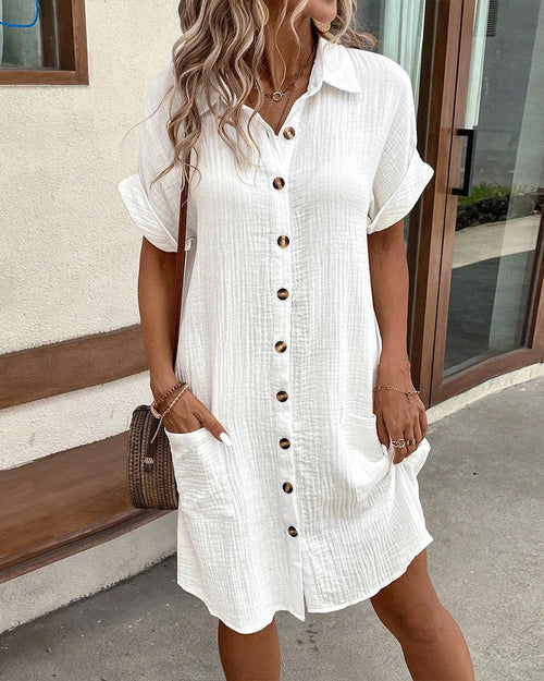 Casual Cotton V-Neck Dress | OhLucy